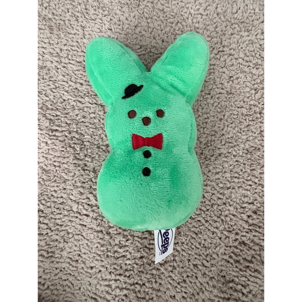 Peeps Plush Bunny Green Dapper Gentleman Top Hat Bow Tie Easter Stuffed Toy 6"